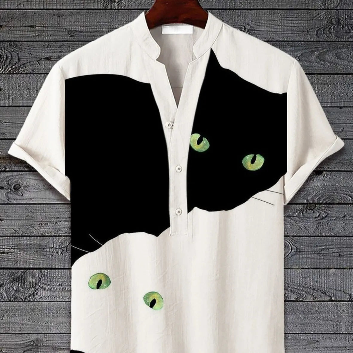 3D digital animal style short sleeve shirt on a hanger, showing graphic print detail.