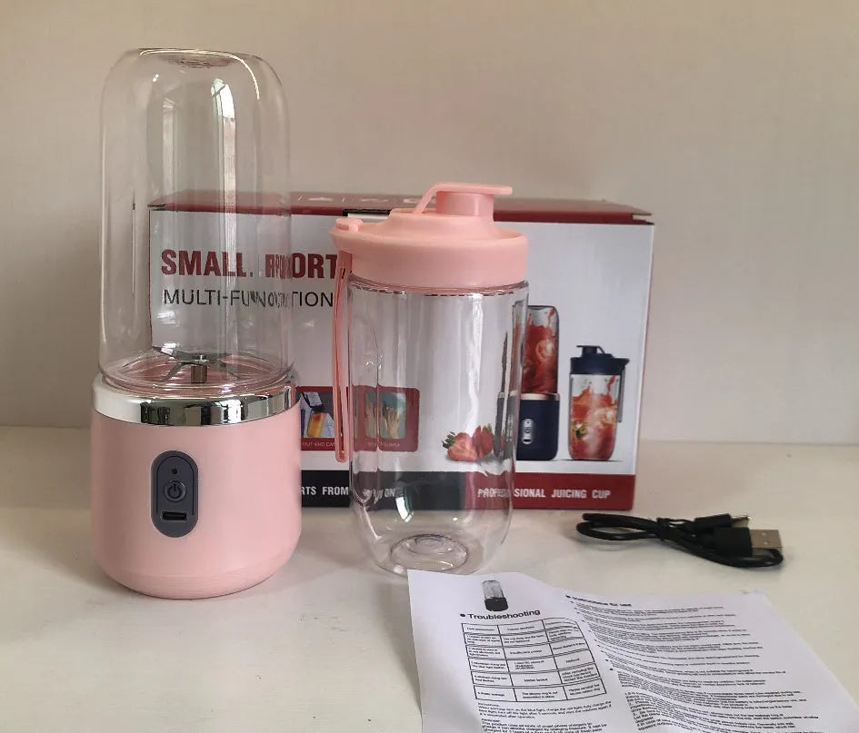 6blade portable blender mini juicer cup in Tunisian dark blue with USB cable and cup lid