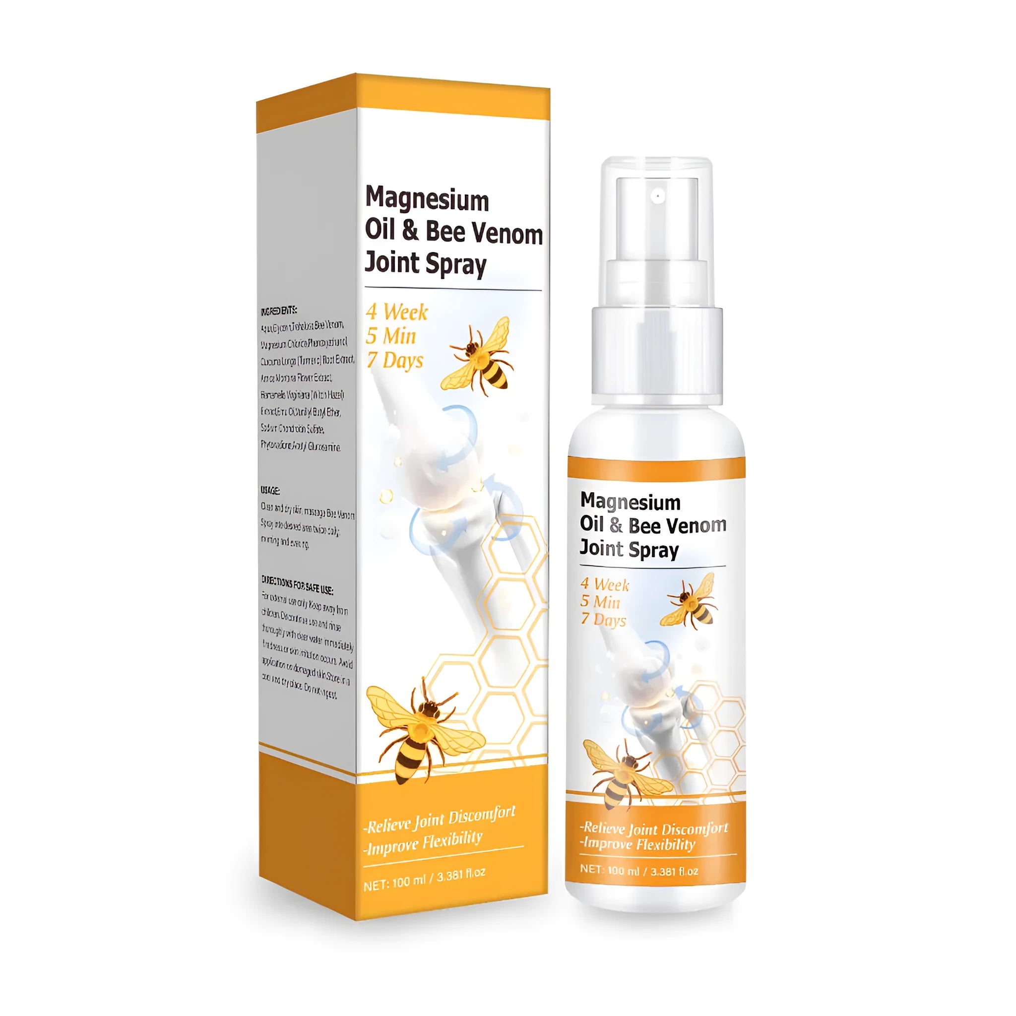 100ml magnesium oil bee joint spray gel bottle with spray pump, 152mm tall