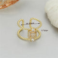 Gold open ring with asymmetric U-shaped design and adjustable opening