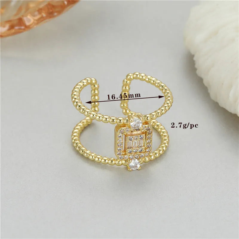 Gold open ring with asymmetric U-shaped design and adjustable opening