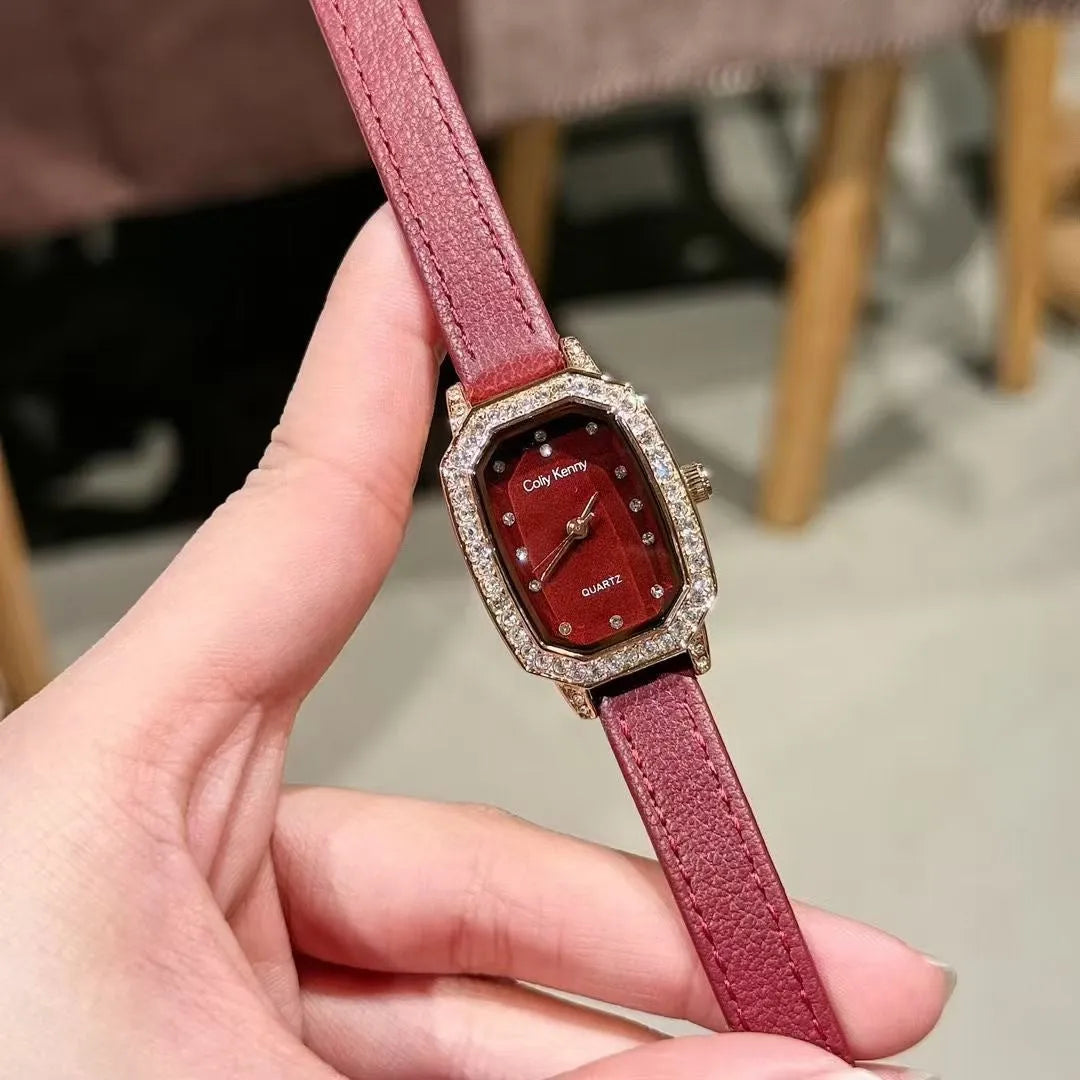 Alloy Ankela Red women's wristwatch with Chinese style design, 8mm thick case