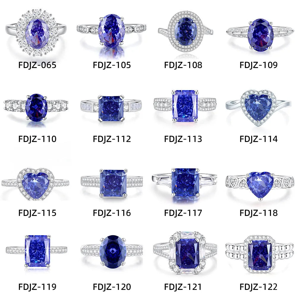 925 sterling silver ring with a heart-shaped Tanzanite colour zircon stone in an ice flower cut.