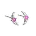 Geometric women's earrings in 925 silver with gold or platinum finish and blue, purple, or white stone.