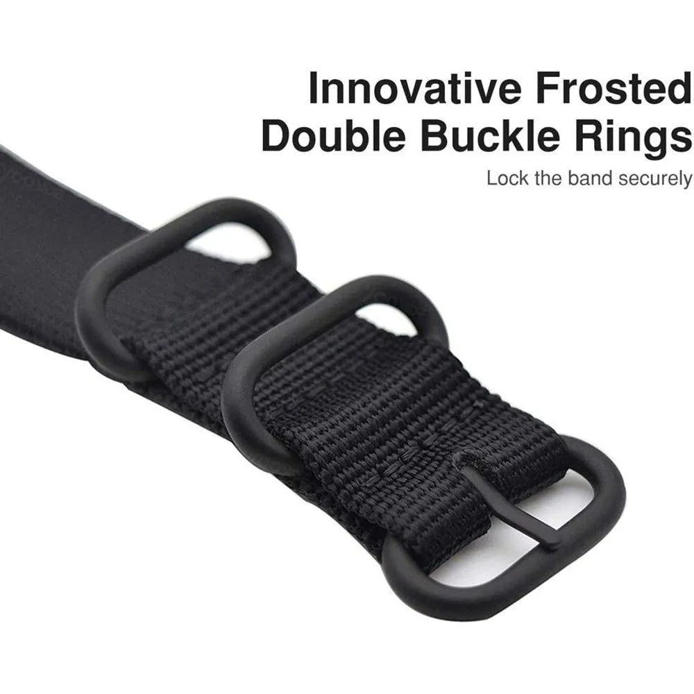 Nylon replacement watch strap with three-ring metal buckle for Fitbit Charge fitness tracker