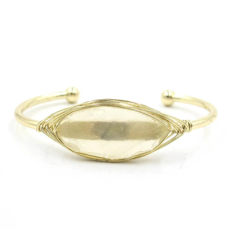 Natural raw gemstone crystal bracelet in ethnic style with simple opening, shown in one of nine colour options.
