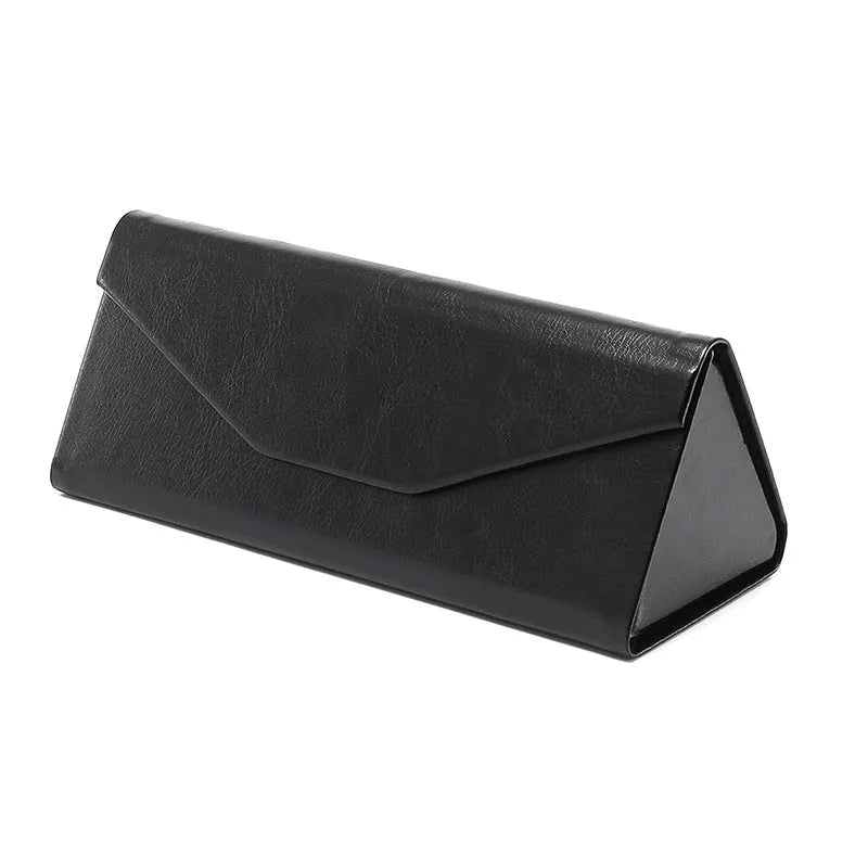 Handmade triangle folding glasses case in multiple colours with compression-resistant construction