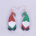 Santa Claus cartoon character acrylic fashion earrings in red, green, and mixed hat styles