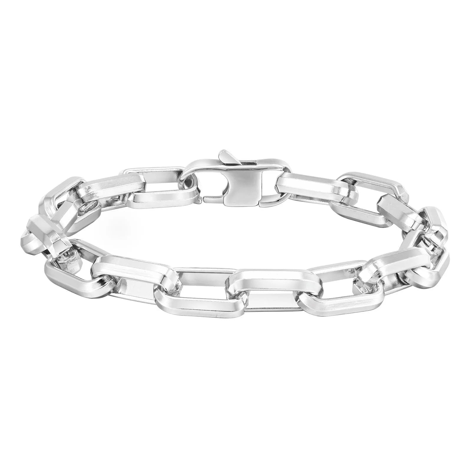 Men's simple square chain titanium steel bracelet in electroplated steel, gold, black, and retro colours.