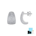 Geometric S925 sterling silver stud earrings with white moissanite stones on a gift box.