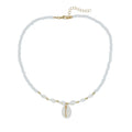 White necklace with a Mother of Pearl shell pendant on a regular chain, cold wind special-interest design.