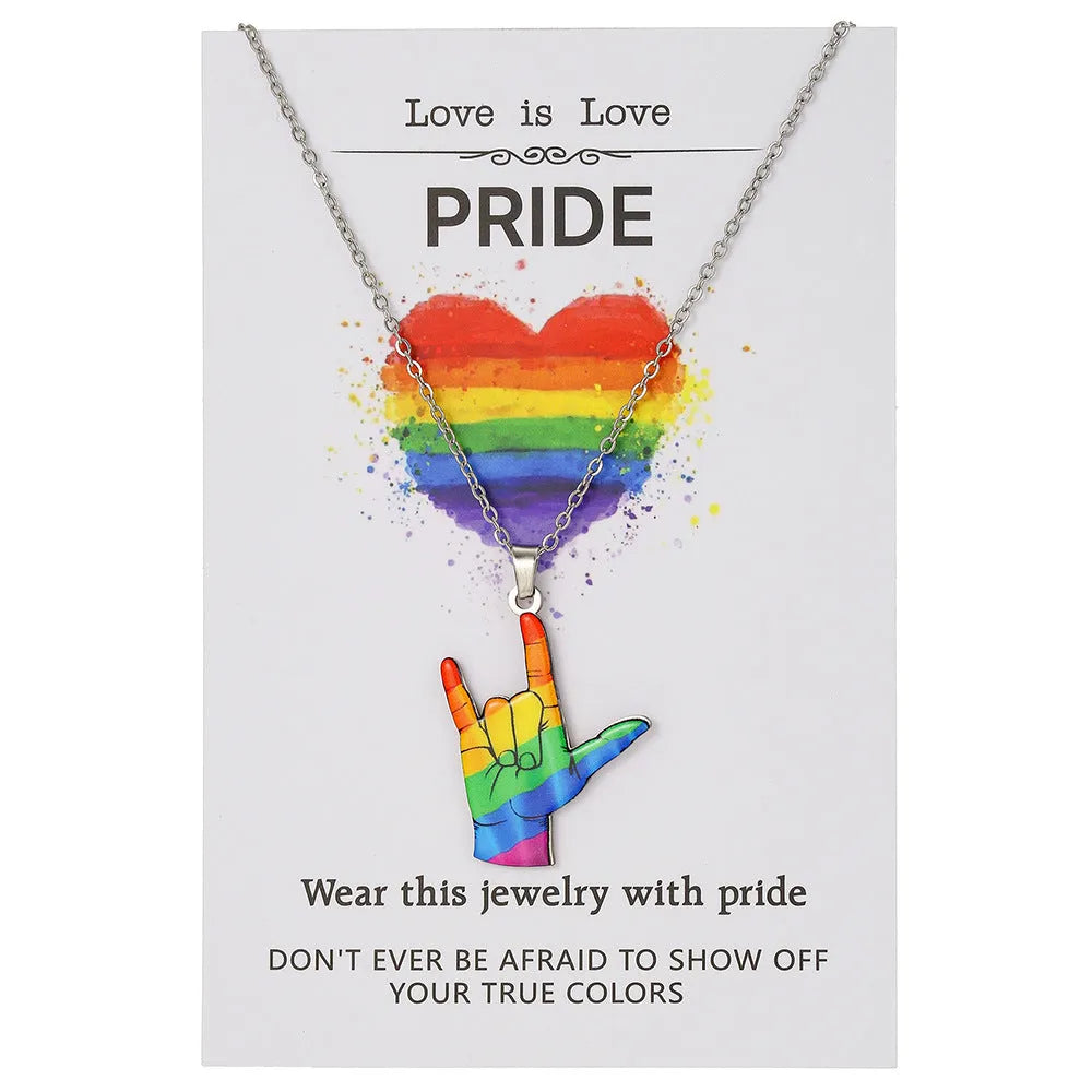 Stainless steel necklace and bracelet set with colour printed inspirational friendship quotes