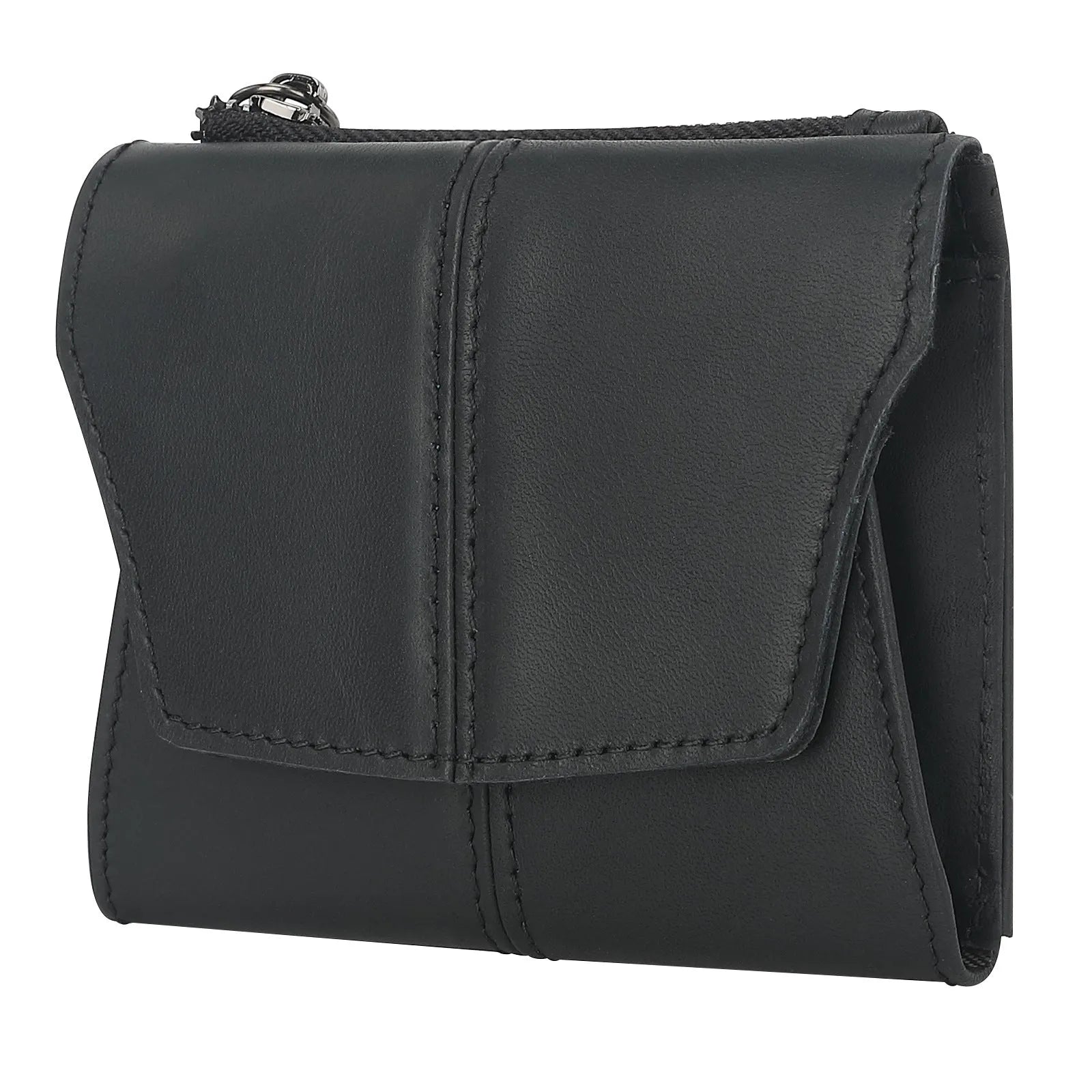 Genuine cowhide leather coin purse in multiple colours showing stitching detail and anti-theft swiping function