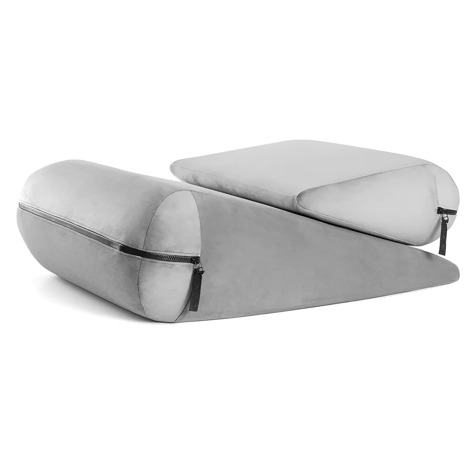 Triangular wedge cushion with embroidery detailing in a choice of five colours, showing its dimensions.