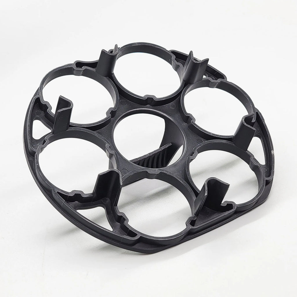 Black plastic egg holder cooking basket with retainer design for organised egg storage