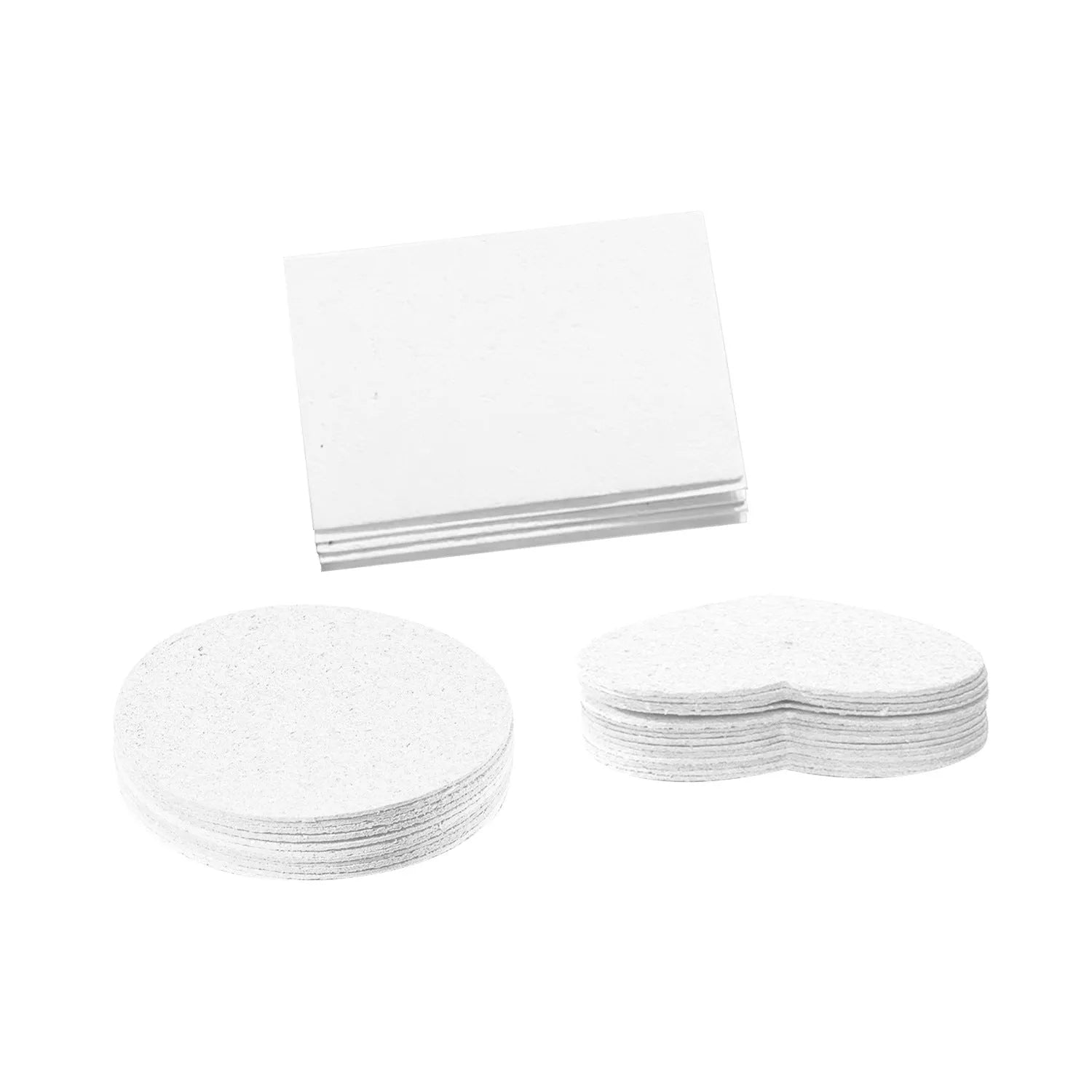 Wood pulp paper painting sponge art set with heart, round, and square shapes plus fountain pens