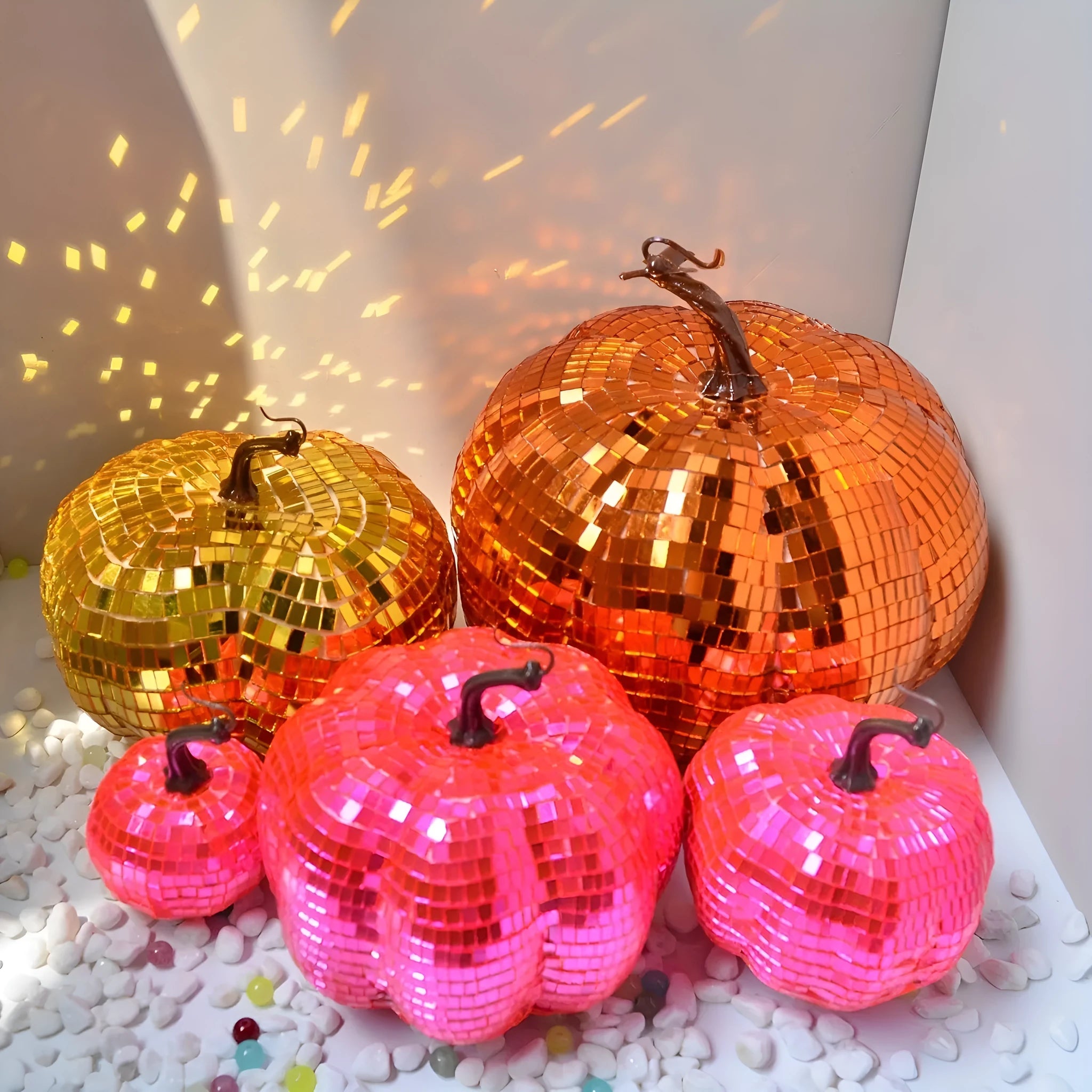 Handmade embroidered glass pumpkin decoration in Chinese style with bionic design