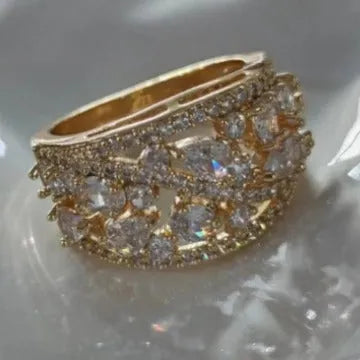 Women's hollow round copper fashion ring showing four colour variations and demonstrating the circular hollow design