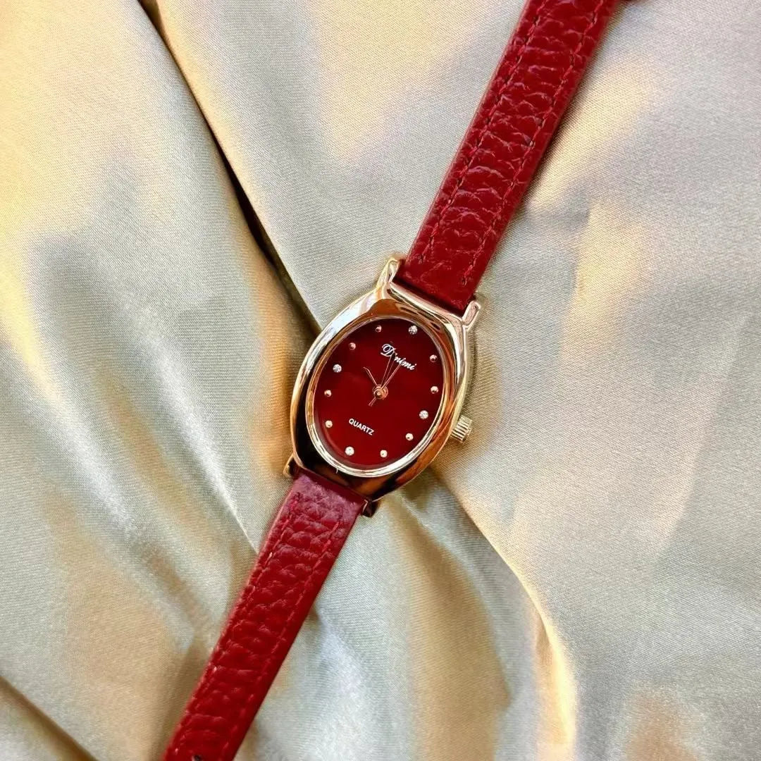 Alloy Ankela Red women's wristwatch with Chinese style design, 8mm thick case