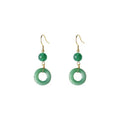 Green geometric peace buckle earrings for Hanfu traditional Chinese costume accessories