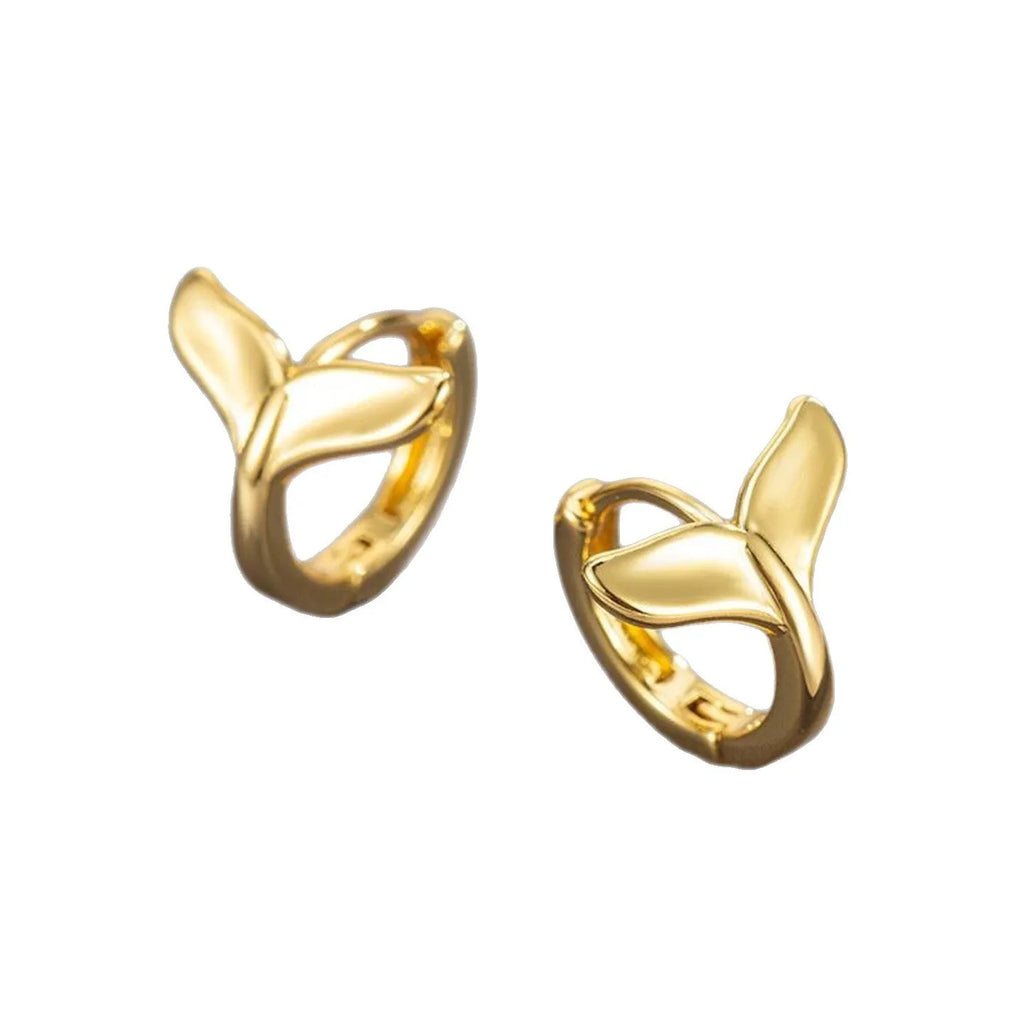 Women's fresh-style fishtail earrings in electroplated white gold or yellow gold colour
