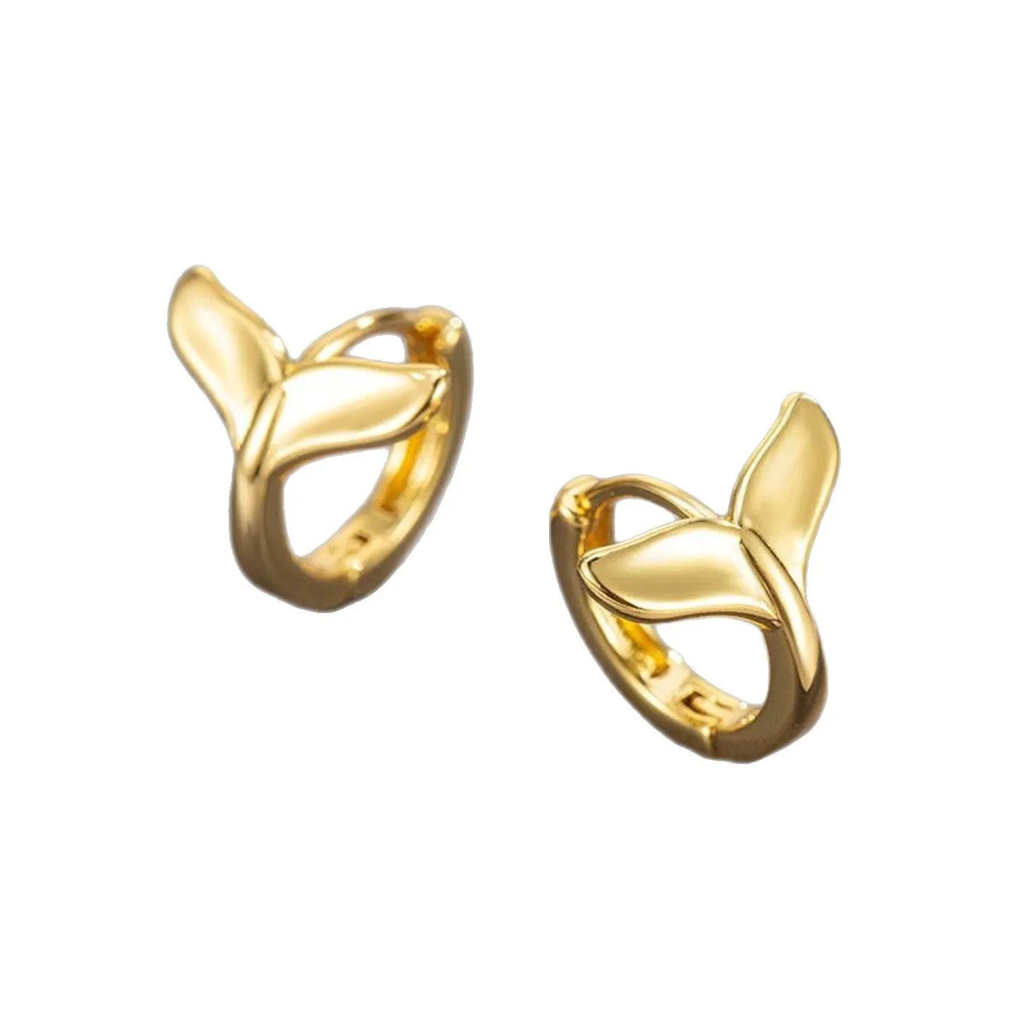 Women's fresh-style fishtail earrings in electroplated white gold or yellow gold colour