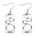 Round zinc alloy earrings with geometric square design in antique silver finish