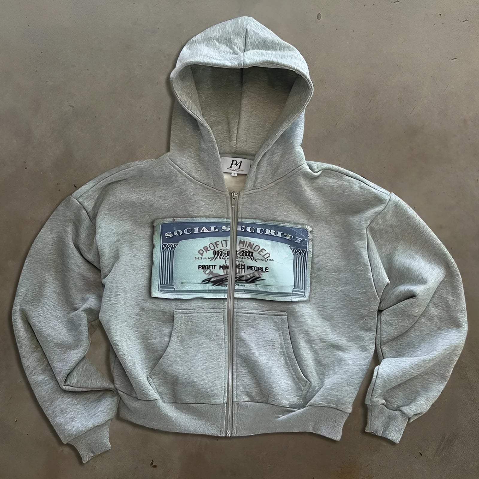 Men's and women's loose fit hooded zipper jacket with letter pattern in black, grey, or pink