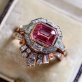 Rose gold geometric women's fashion ring with retro styling in multiple sizes