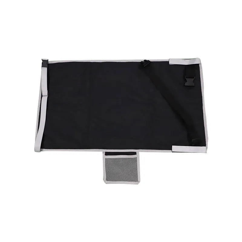 Portable children's aircraft pedal seat extender with detachable storage pocket in blue colour
