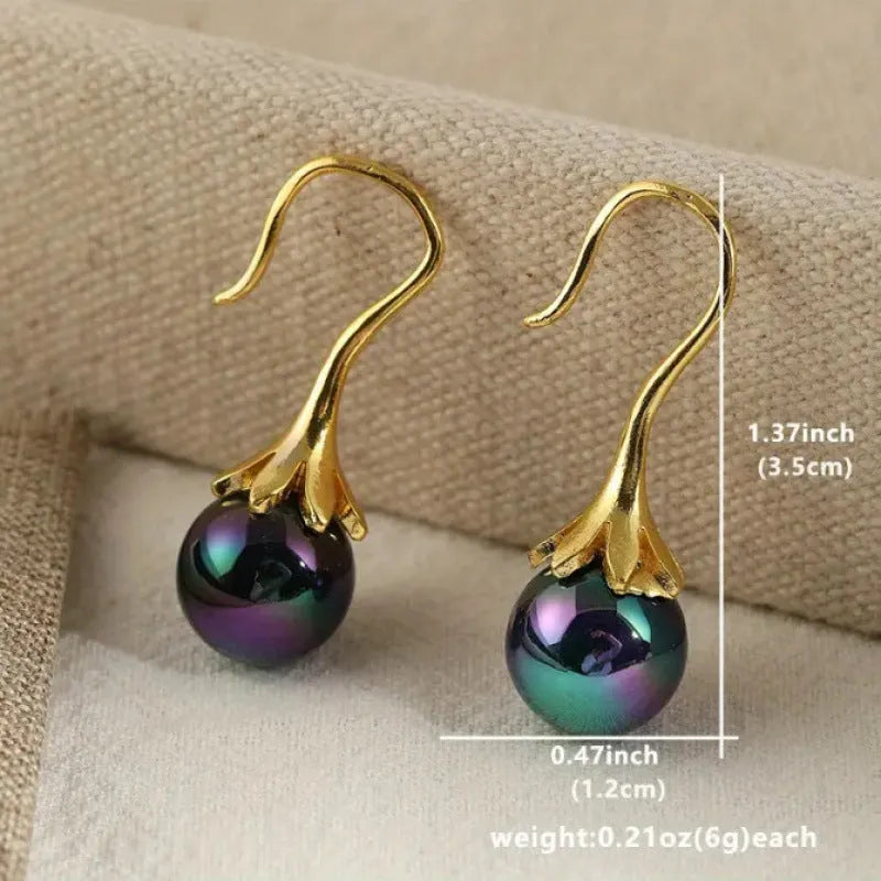 Gold electroplated women's retro fashion earrings with alloy construction