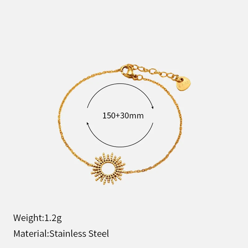 Sunflower Series women's jewellery set with geometric chain bracelet and necklace