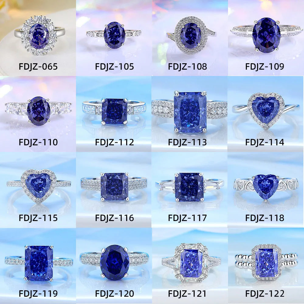 925 sterling silver ring with a heart-shaped Tanzanite colour zircon stone in an ice flower cut.