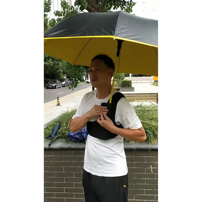 Portable umbrella holder with shoulder strap in diving cloth, shown in black colour