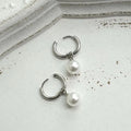 Geometric alloy pearl drop earrings with titanium steel post for women