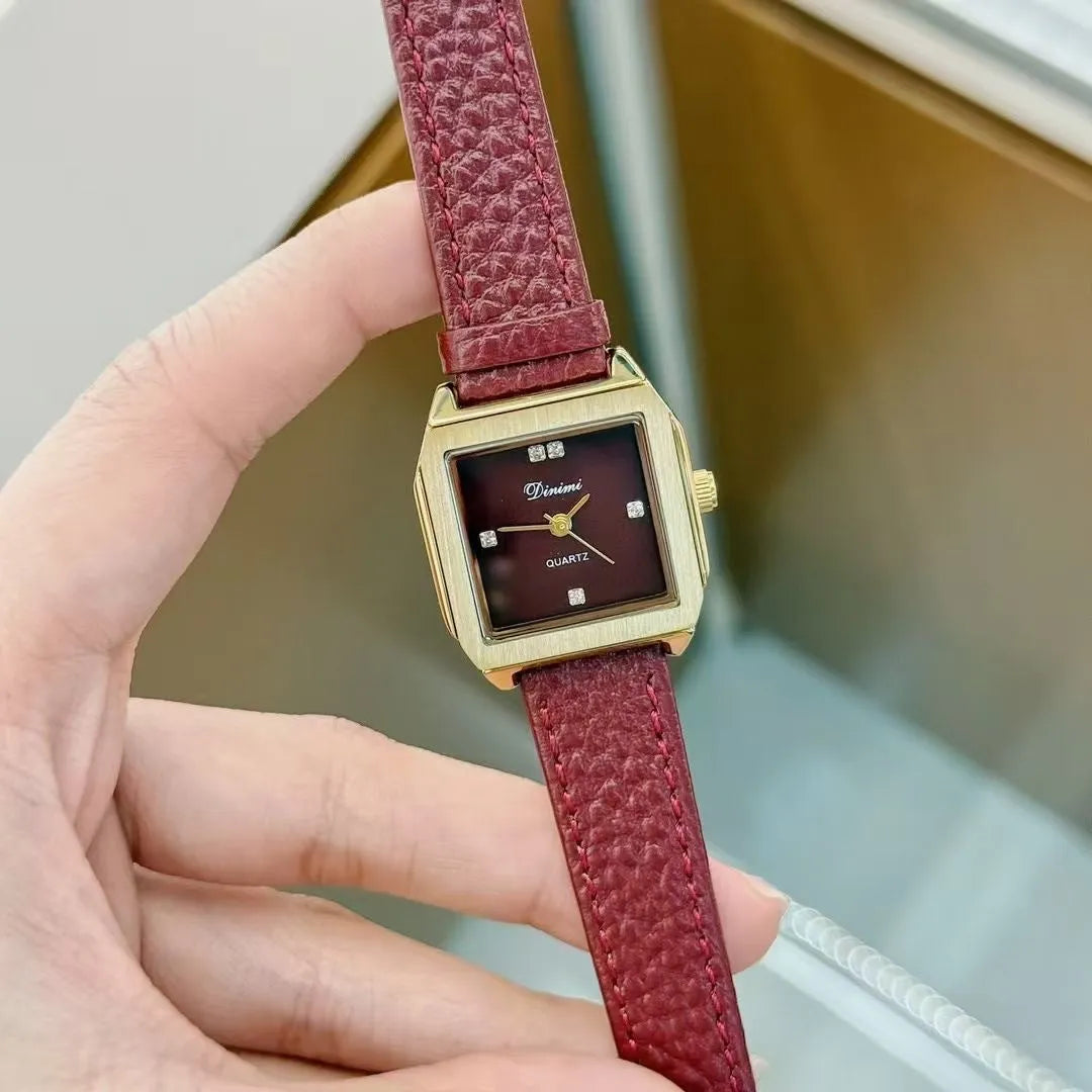 Alloy Ankela Red women's wristwatch with Chinese style design, 8mm thick case