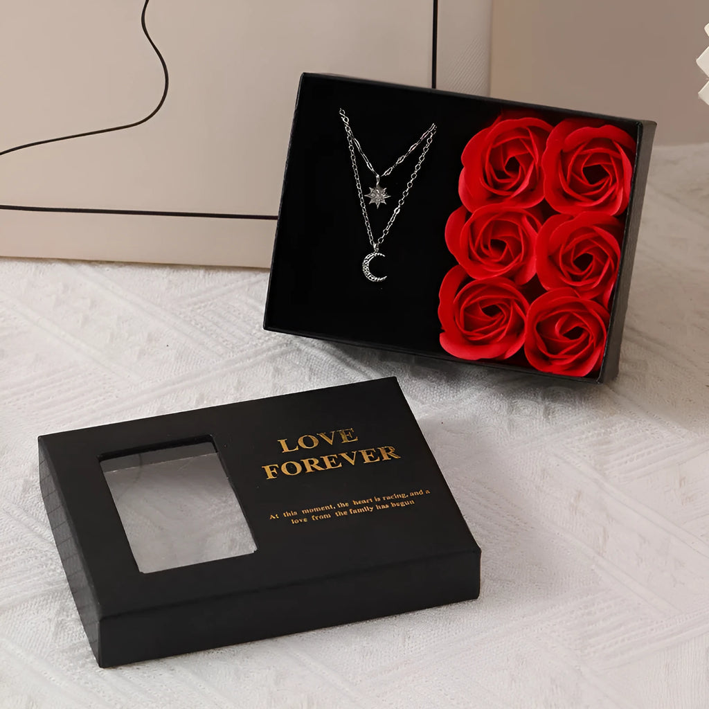 Korean style soap flower gift set in gift box with handbag, in red, pink, or black colour options.