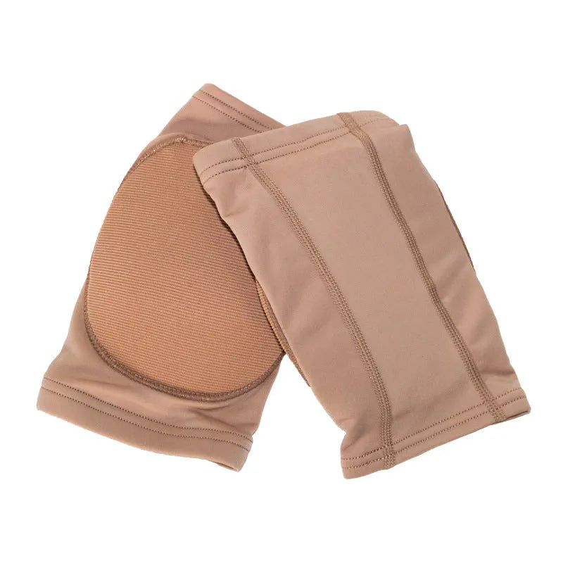 Ballet dance knee pads in skin tone colour with elastic construction for knee protection during exercise