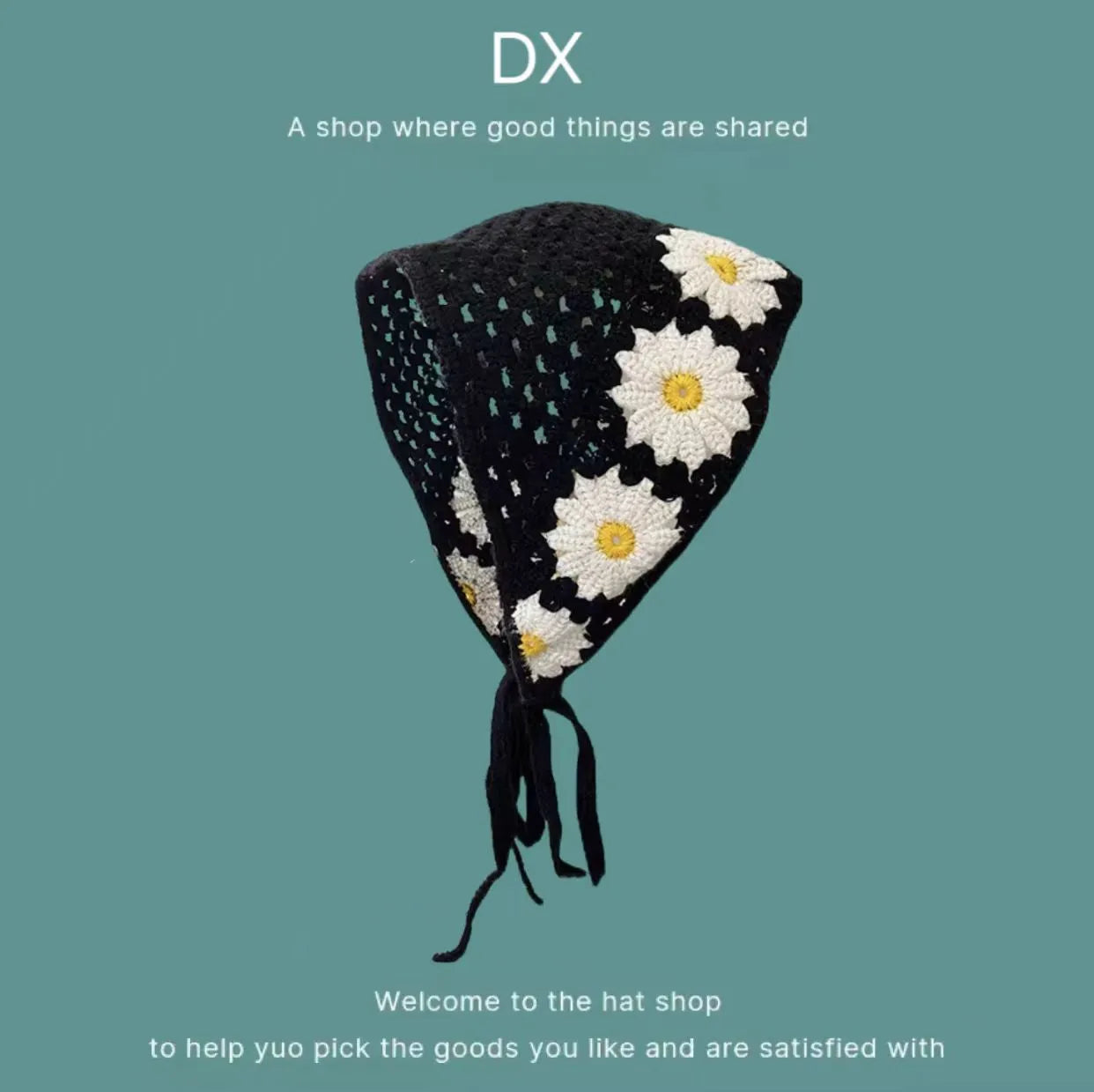 Women's cotton triangle shawl with vintage floral print in retro French style