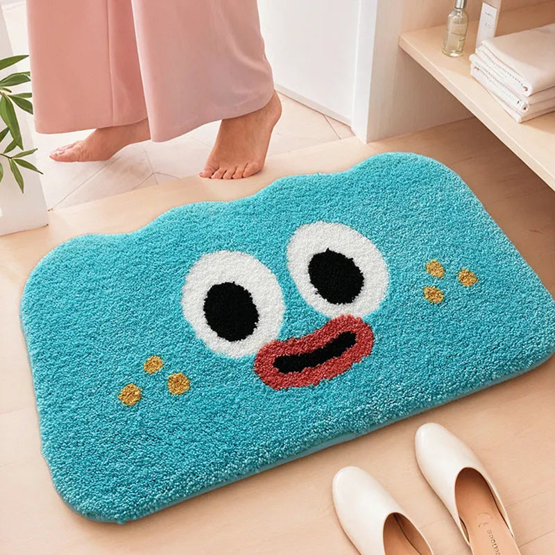 Cartoon cloud printed bathroom mat in polyester with cashmere-like pile