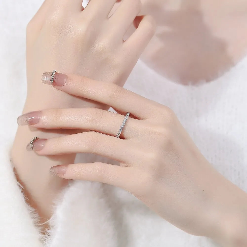 Geometric diamond tail adjustable ring in white gold colour electroplated finish