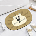 Diatomite bathroom absorbent mat in a cartoon animal design on a bathroom floor.