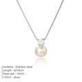 St Delan stainless steel necklace with imitation pearl and zircon pendant in New Chinese style design