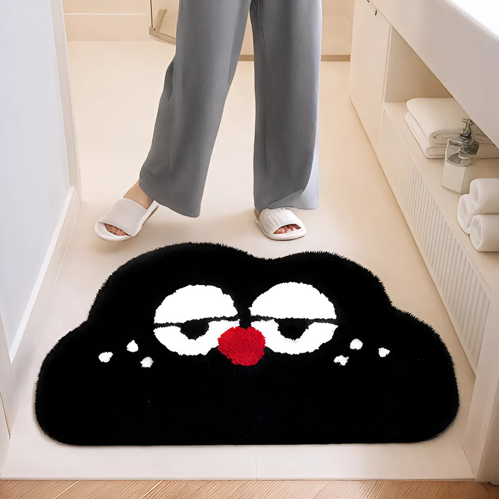 Cartoon cloud printed bathroom mat in polyester with cashmere-like pile