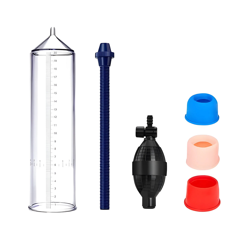 Male minimalist exercise machine silicone cover with plastic valve exerciser and components