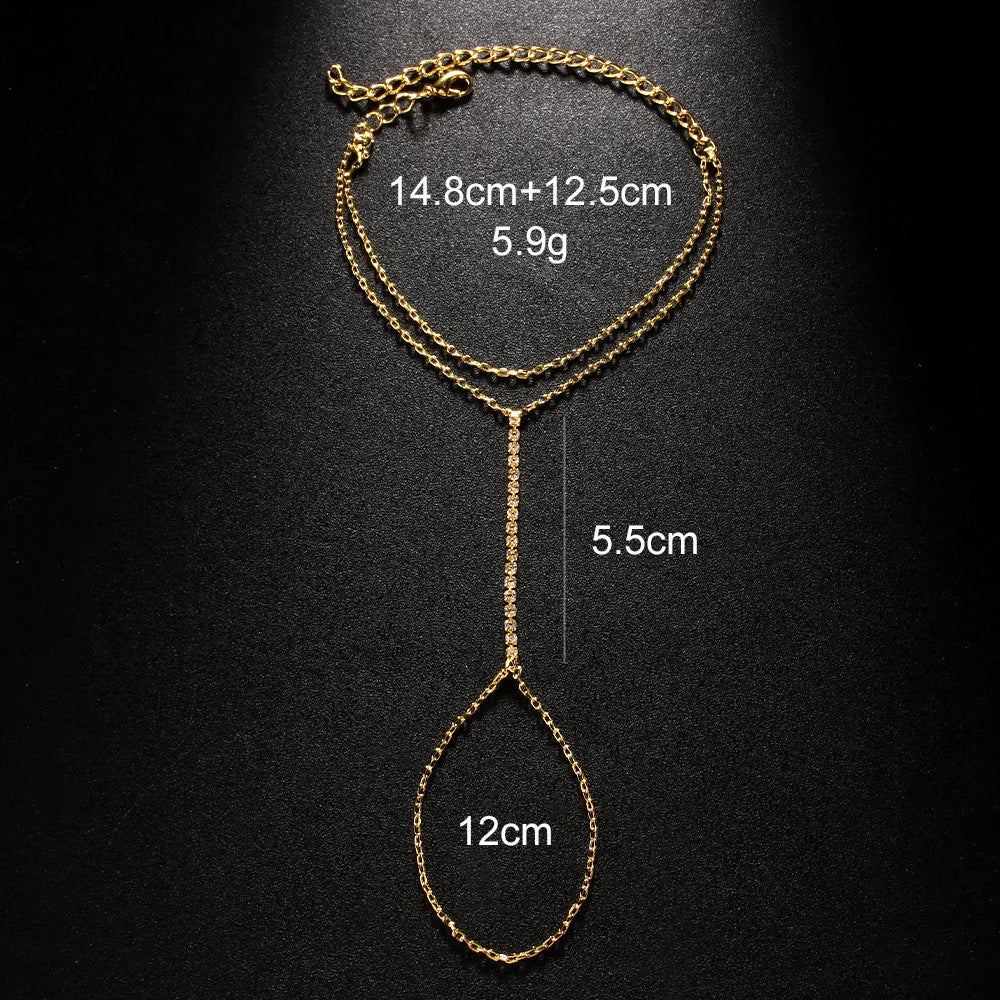 Women's Bohemian geometric rhinestone alloy bracelet in silver or gold electroplated finish