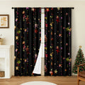 3D digitally printed Christmas curtain pair showing festive patterns on polyester fabric with sunshade properties