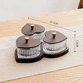 Glass retro style snack platter with heart-shaped lids in 2, 3, 4, or 5-grid configurations for fruit and dim sum.