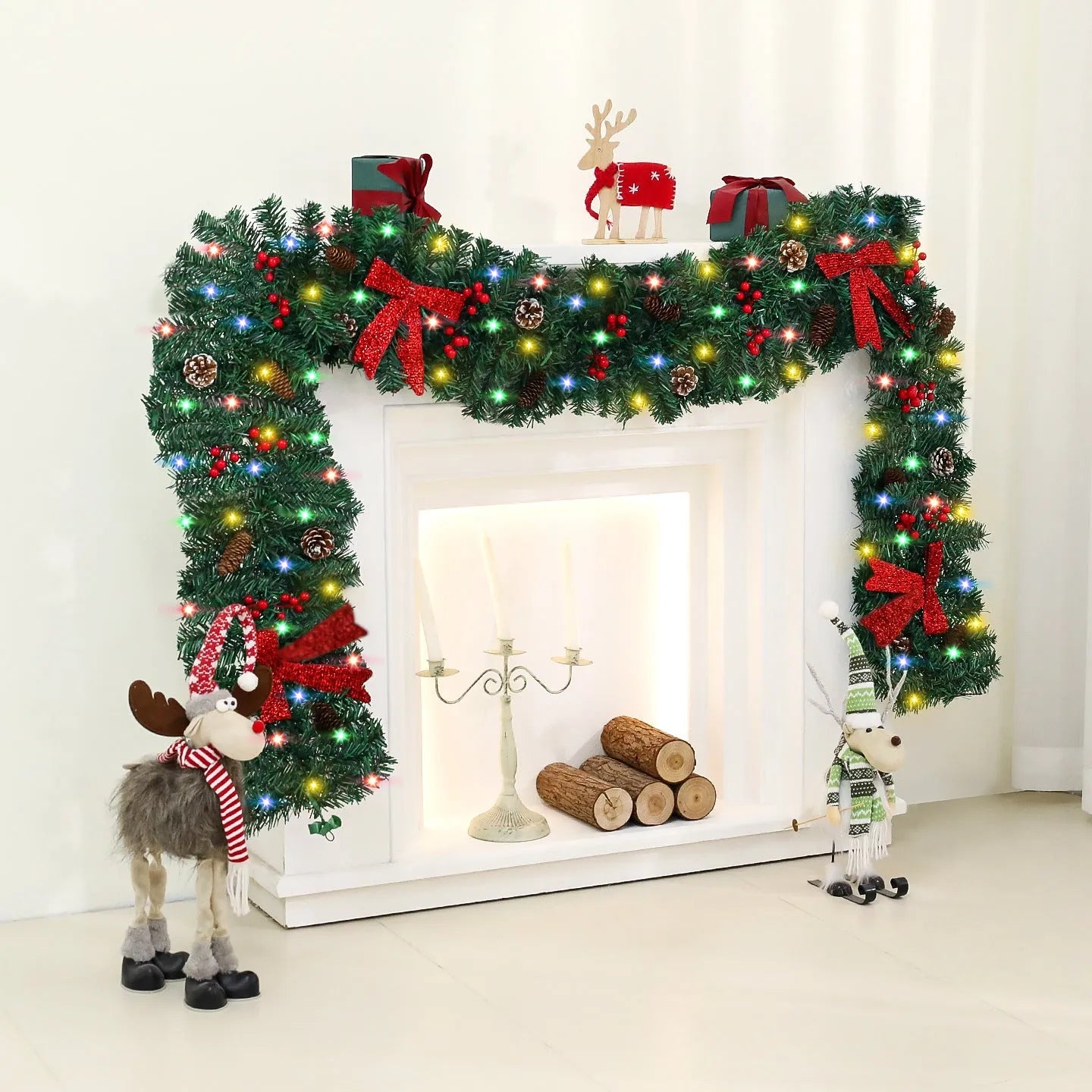 Rattan pine cone bow Christmas decorative showcase with European style modern art design
