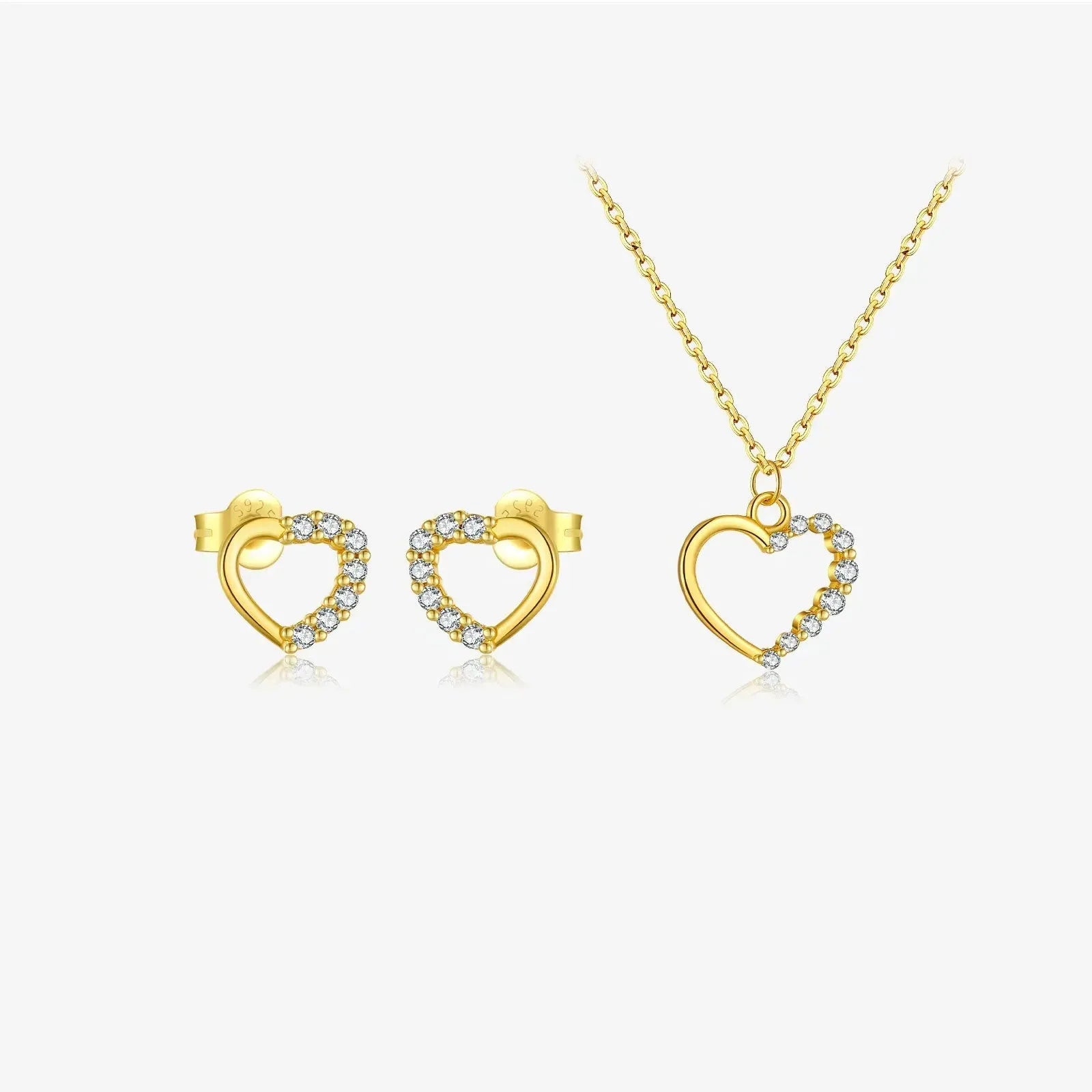 S925 sterling silver hollow heart necklace with gold plating options on regular chain